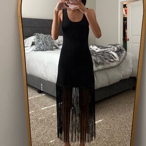 XS Zara Black Fringe Dress